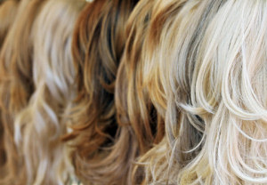 close-up of human hair wigs